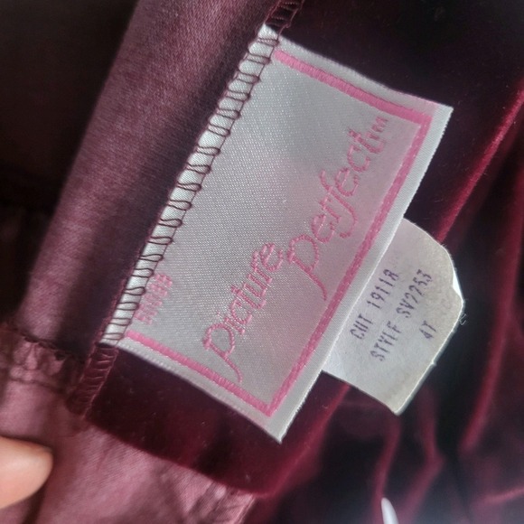 vintage Picture Perfect toddler dress 4t burgundy velvet satin collar‎ lace - Picture 11 of 11